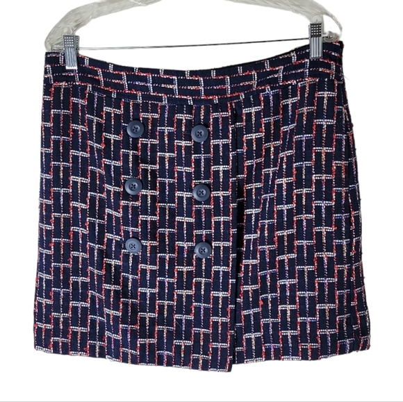 LOFT Dresses & Skirts - Loft faux wrap tweed boucle mini skirt size 10